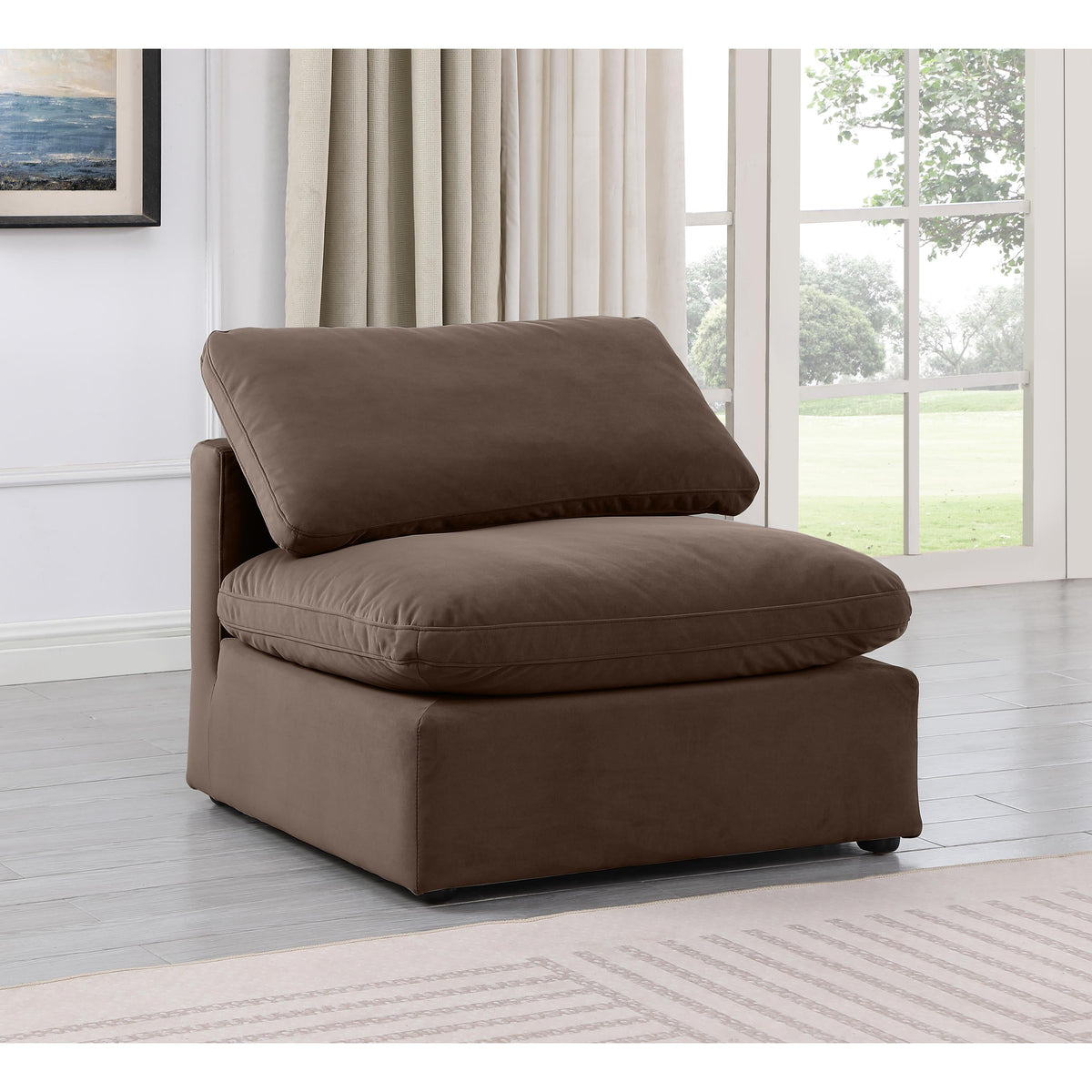 Meridian Indulge Brown Velvet Armless Chair