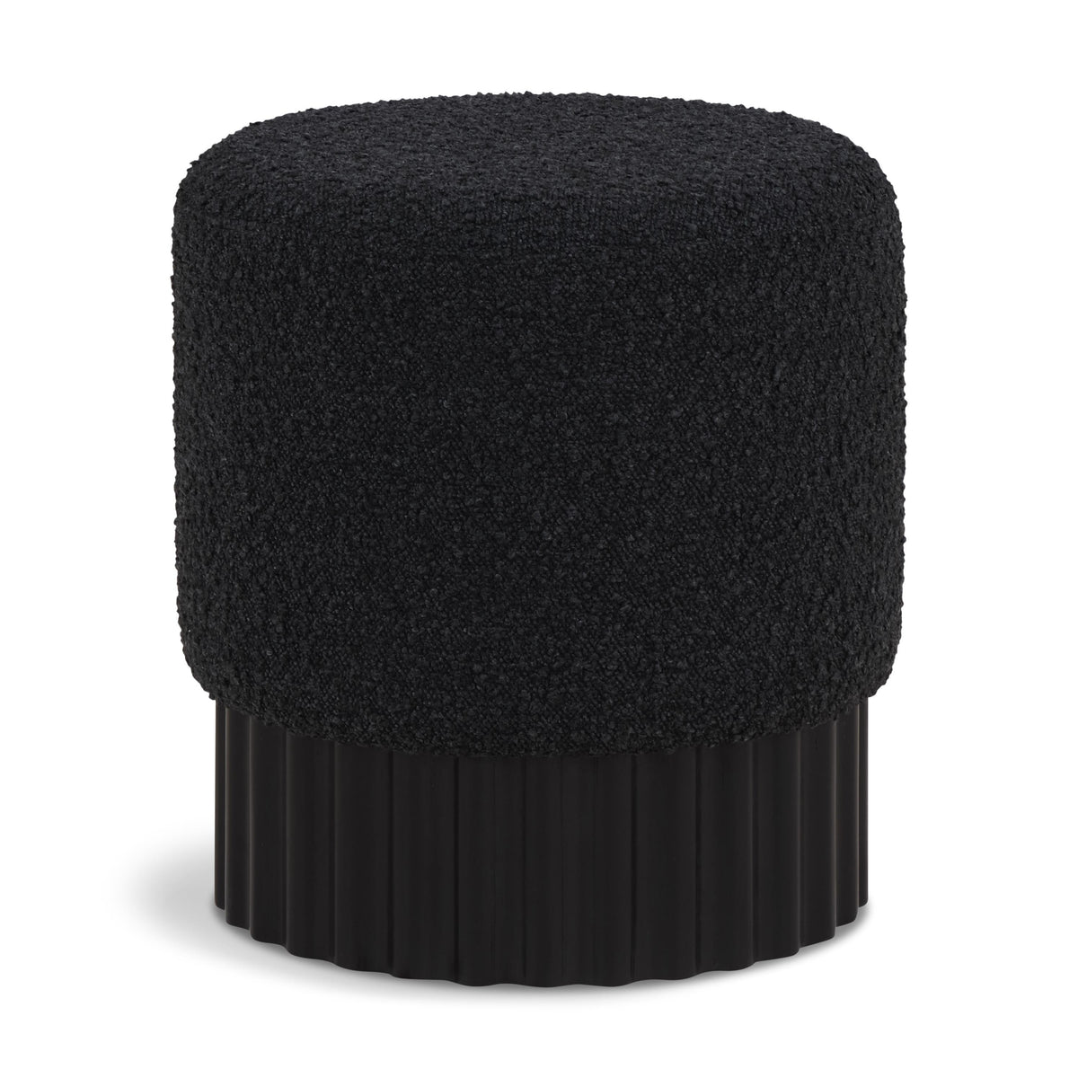 Meridian Veranda Black Boucle Fabric Ottoman/Stool