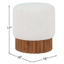 Meridian Veranda Cream Boucle Fabric Ottoman/Stool