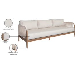 Meridian Maui Cream Water Resistant Fabric Outdoor Patio Sofa