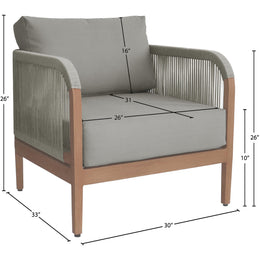 Meridian Maui Grey Water Resistant Fabric Outdoor Patio Chair