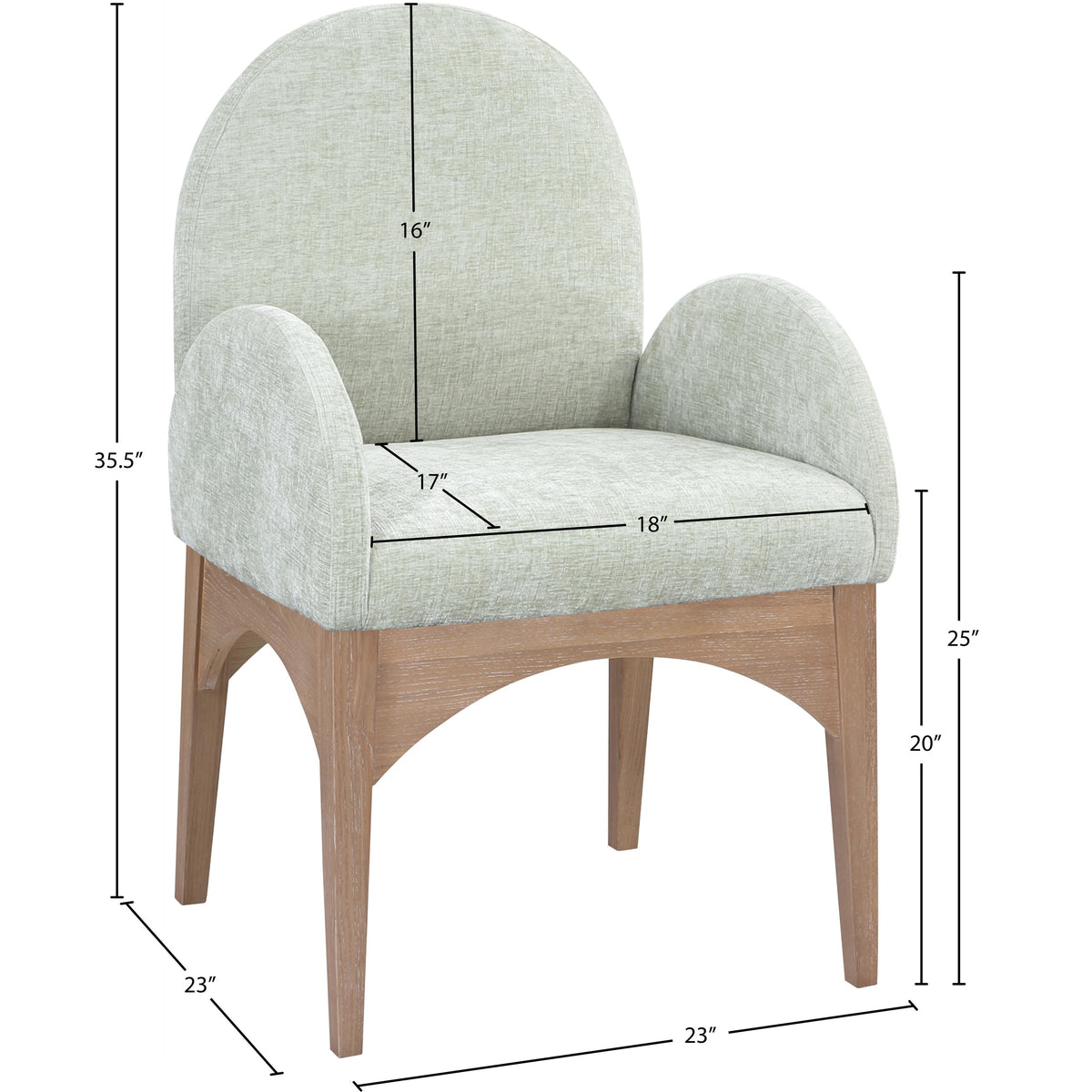 Meridian Waldorf Mint Chenille Fabric Dining Chair