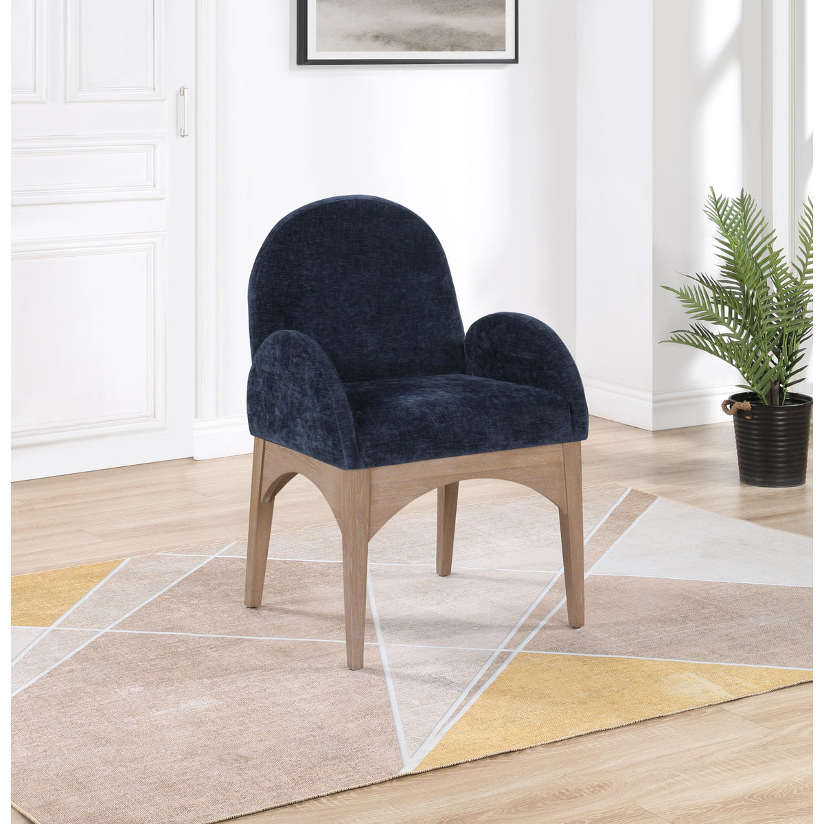 Meridian Waldorf Navy Chenille Fabric Dining Chair