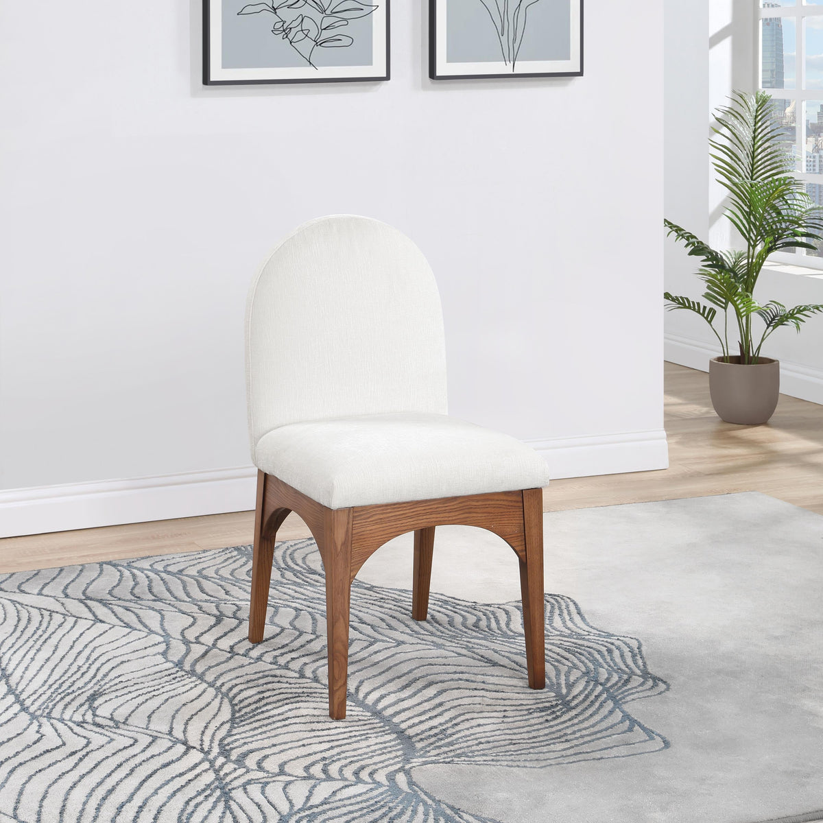 Meridian Waldorf Cream Chenille Fabric Dining Chair