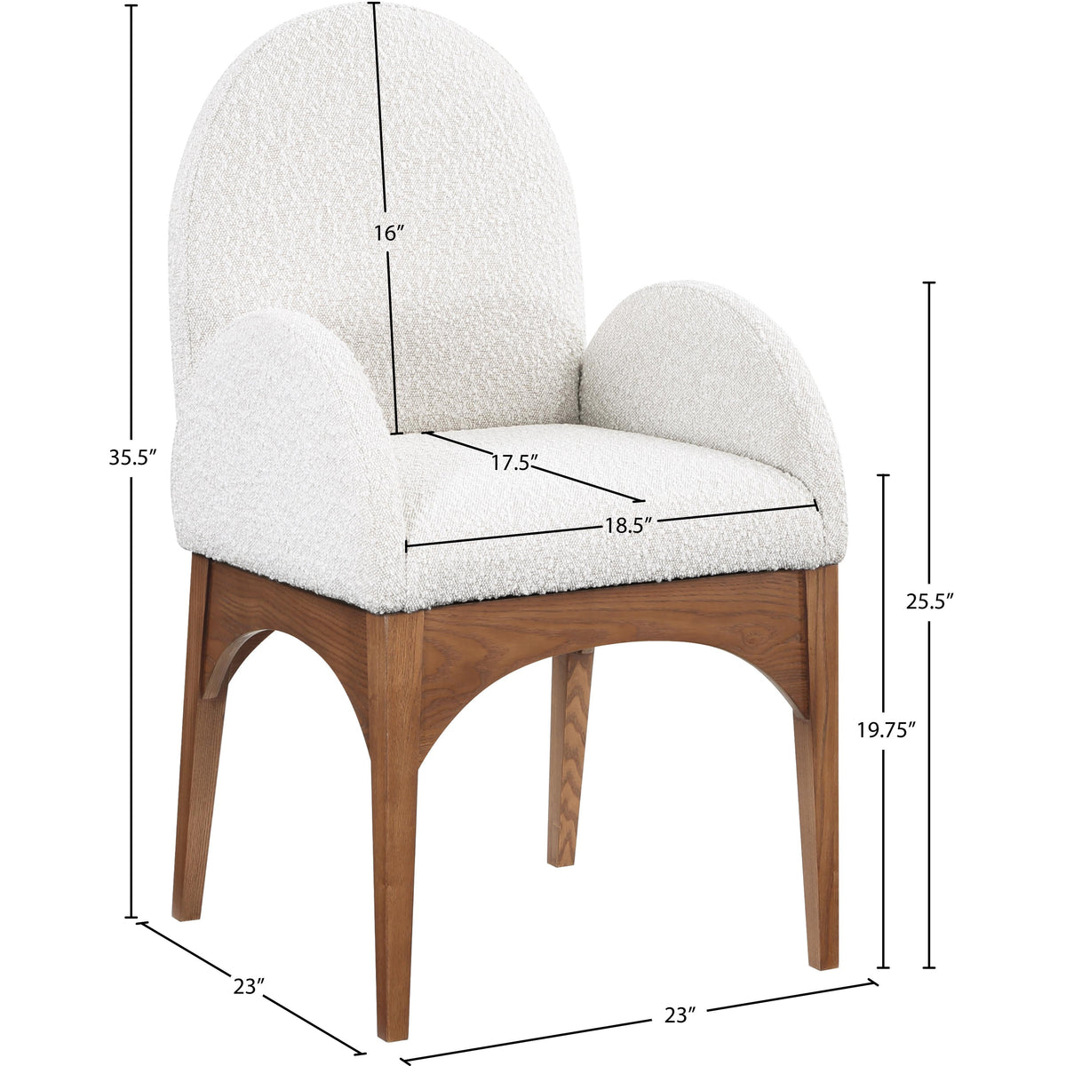 Meridian Waldorf Cream Boucle Fabric Dining Chair