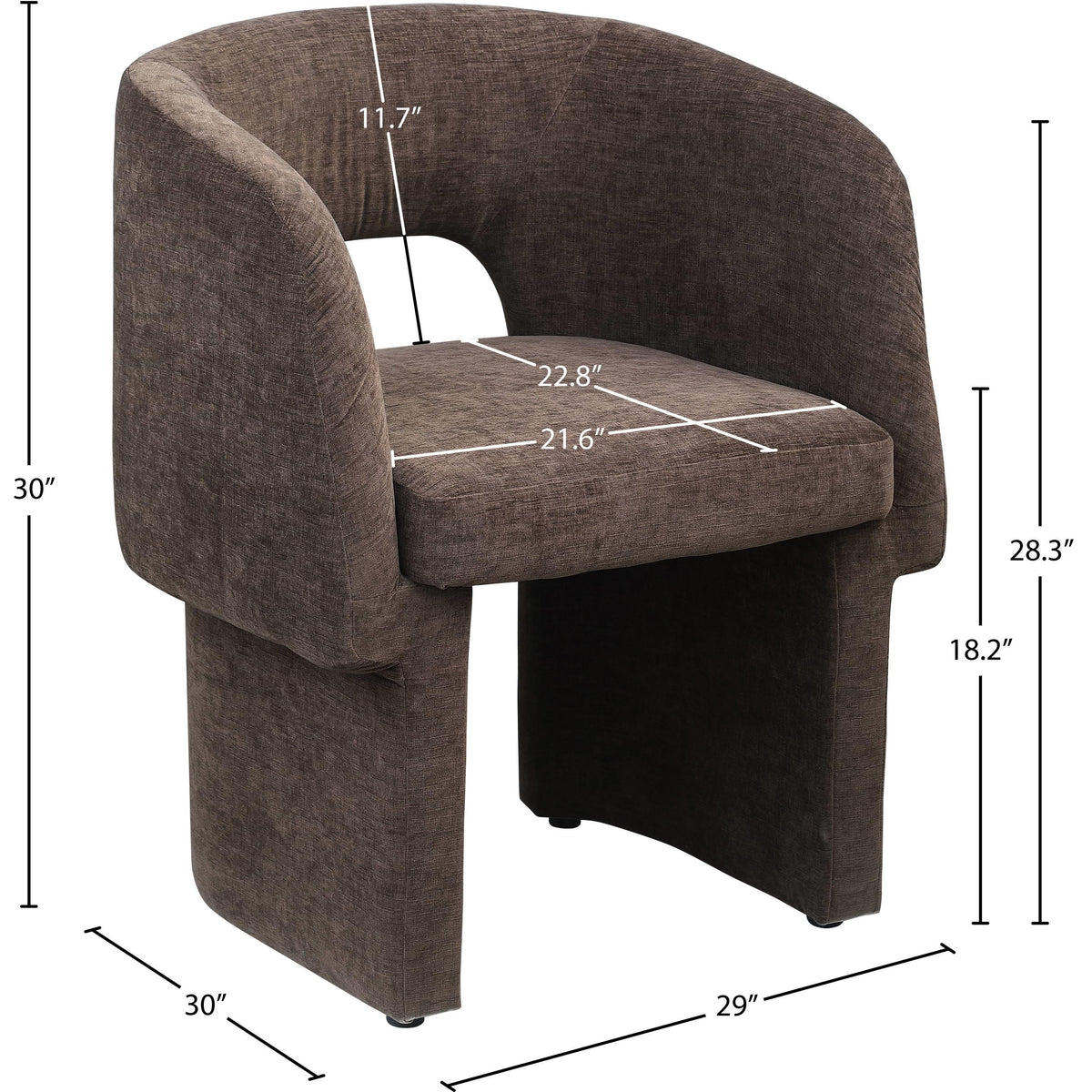 Meridian Emmet Brown Chenille Fabric Dining Chair / Accent Chair
