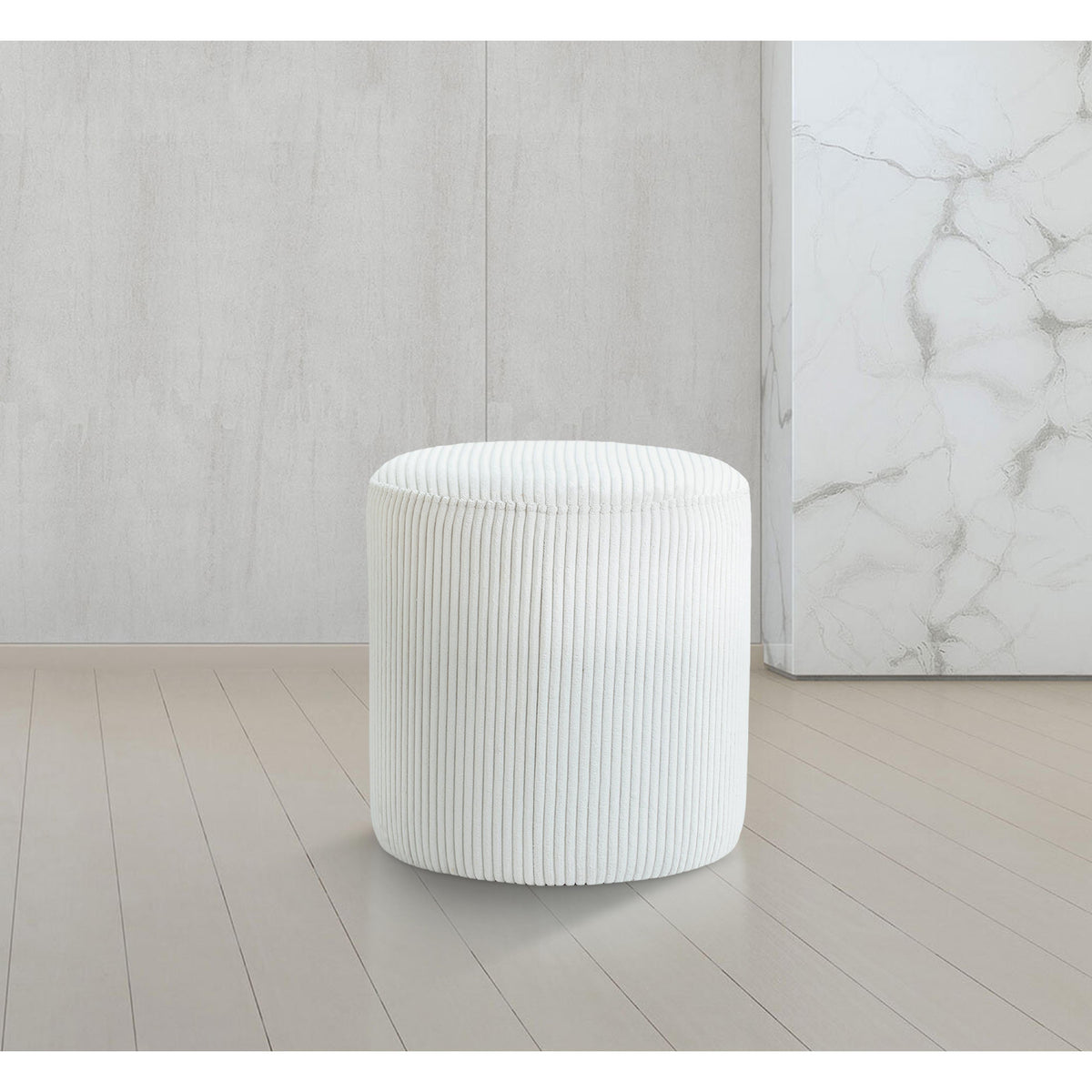 Meridian Roy Cream Microsuede Fabric Ottoman/Stool