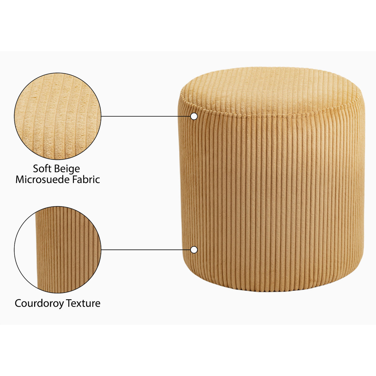 Meridian Roy Yellow Microsuede Fabric Ottoman/Stool
