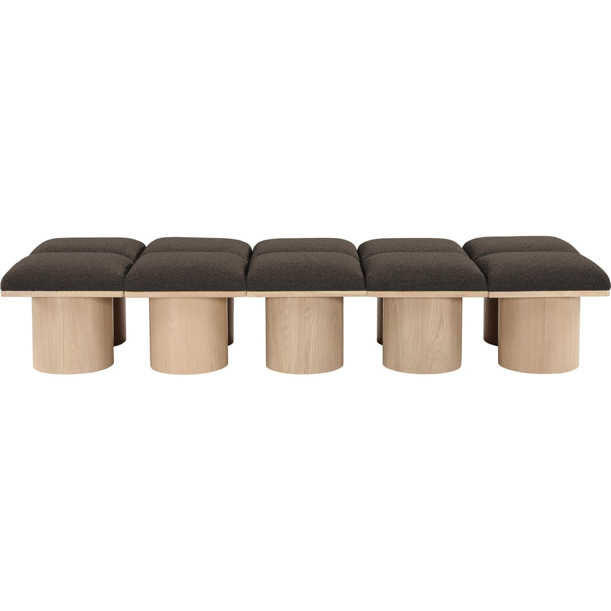 Meridian Pavilion Brown Boucle Fabric Bench