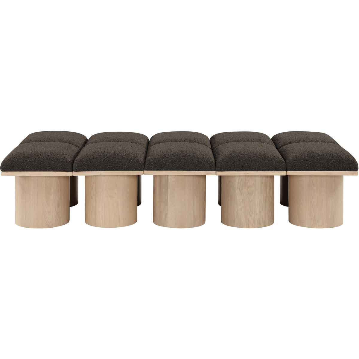 Meridian Pavilion Brown Boucle Fabric Bench