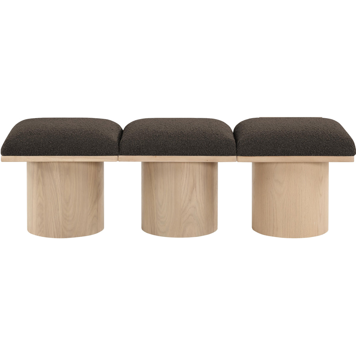 Meridian Pavilion Brown Boucle Fabric Bench