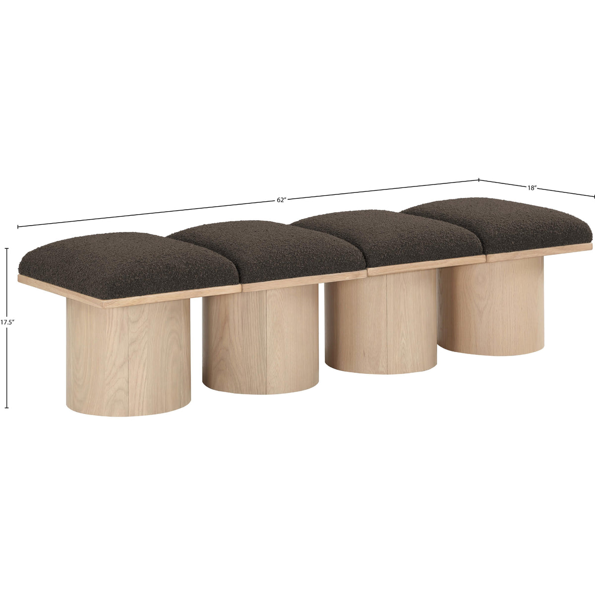 Meridian Pavilion Brown Boucle Fabric Bench