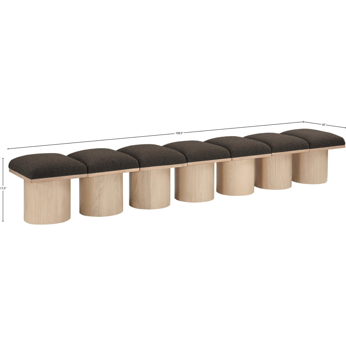 Meridian Pavilion Brown Boucle Fabric Bench