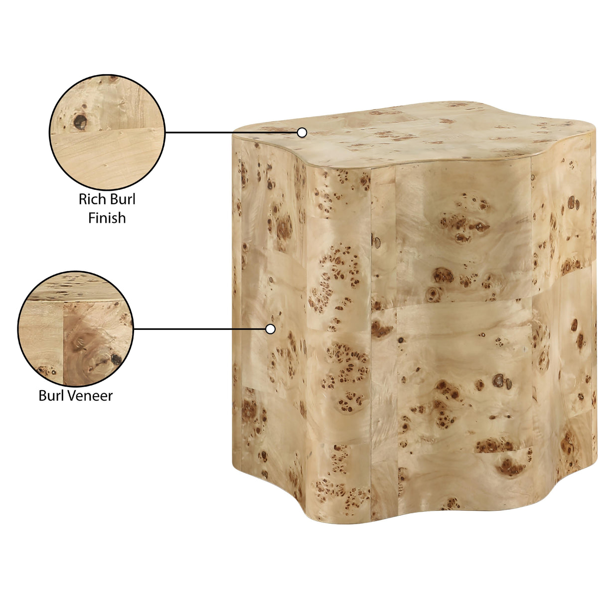 Meridian Zaire Natural Burl Wood End Table