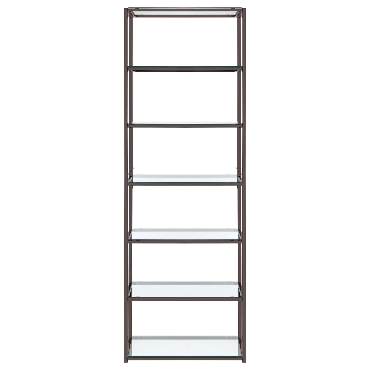 Kate 78-inch 5-shelf Glass Bookshelf Black Nickel