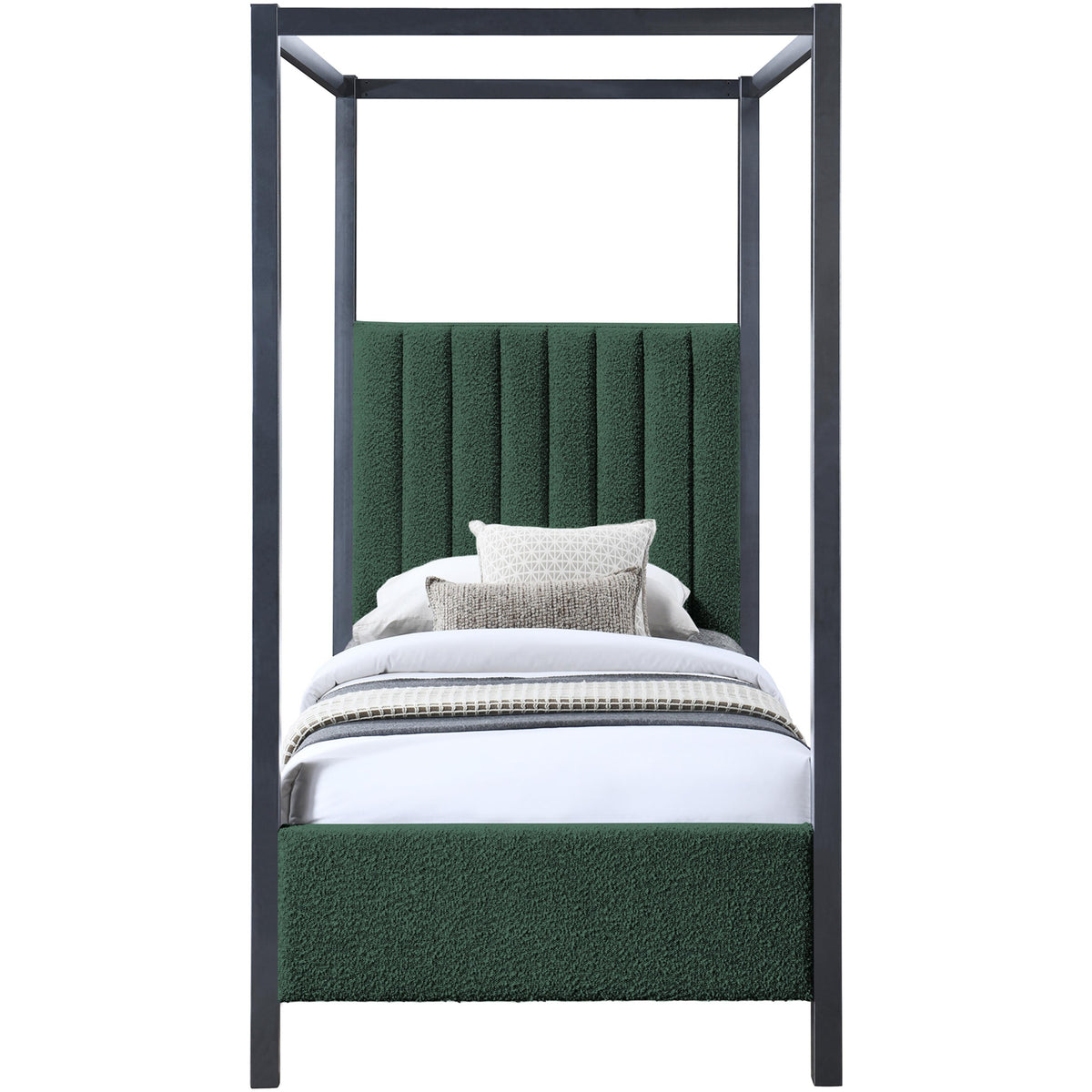 Meridian Kelly Green Boucle Fabric Twin Bed (3 Boxes)