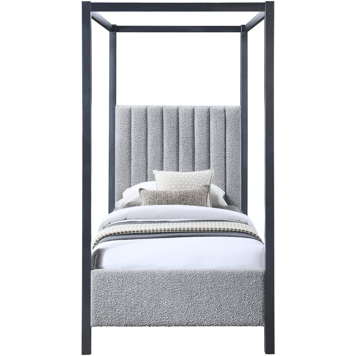 Meridian Kelly Grey Boucle Fabric Twin Bed (3 Boxes)