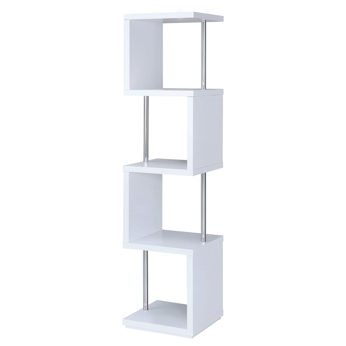 Baxter 67-inch 4-shelf Bookshelf Black and Chrome