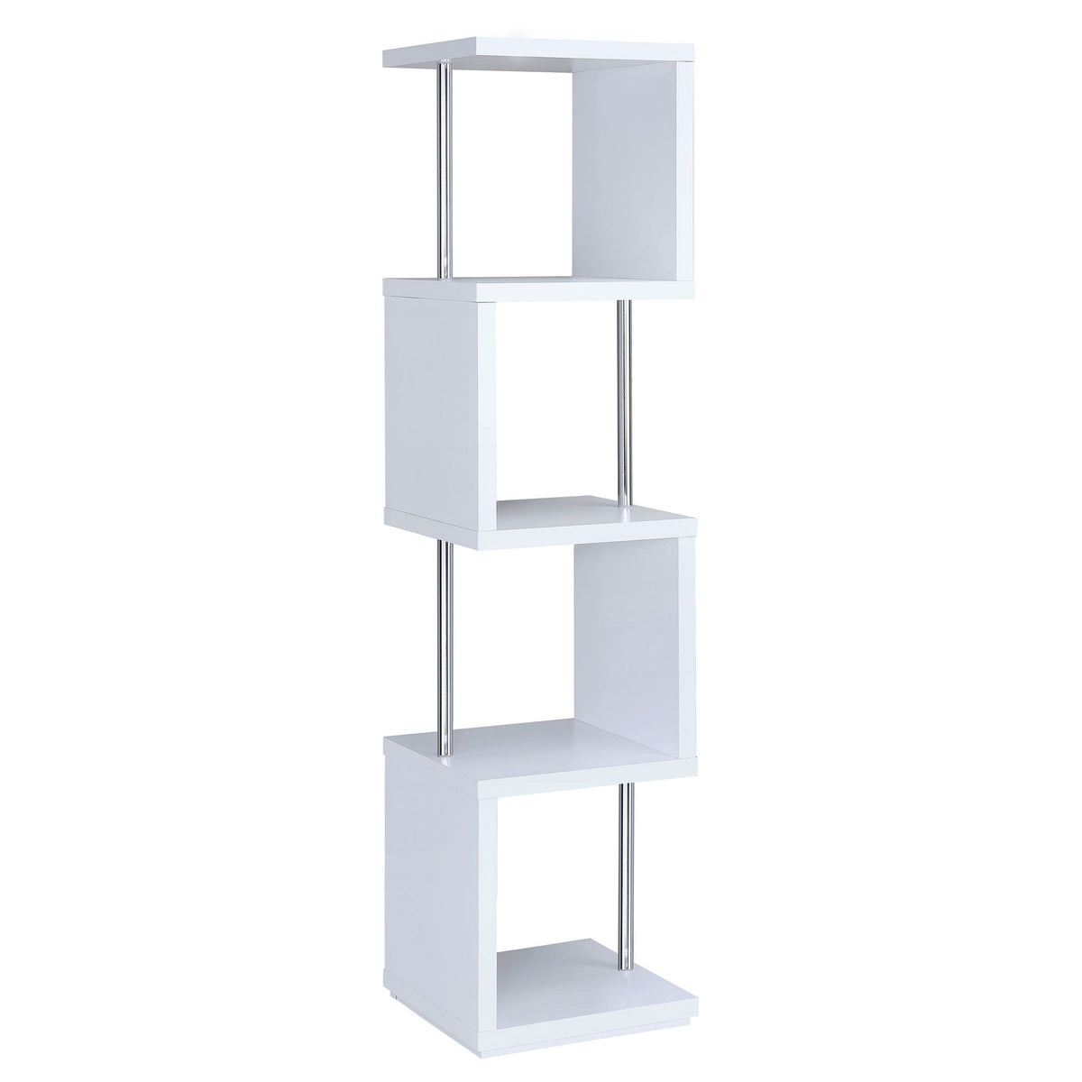 Baxter 67-inch 4-shelf Bookshelf Black and Chrome