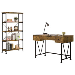 Analiese Computer Desk Bookcase Set Rustic Nutmeg