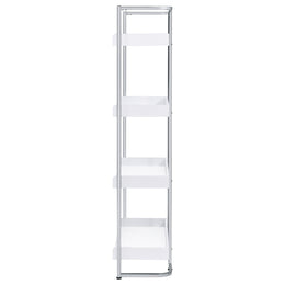 Ember 68-inch 4-shelf Bookshelf White High Gloss and Chrome