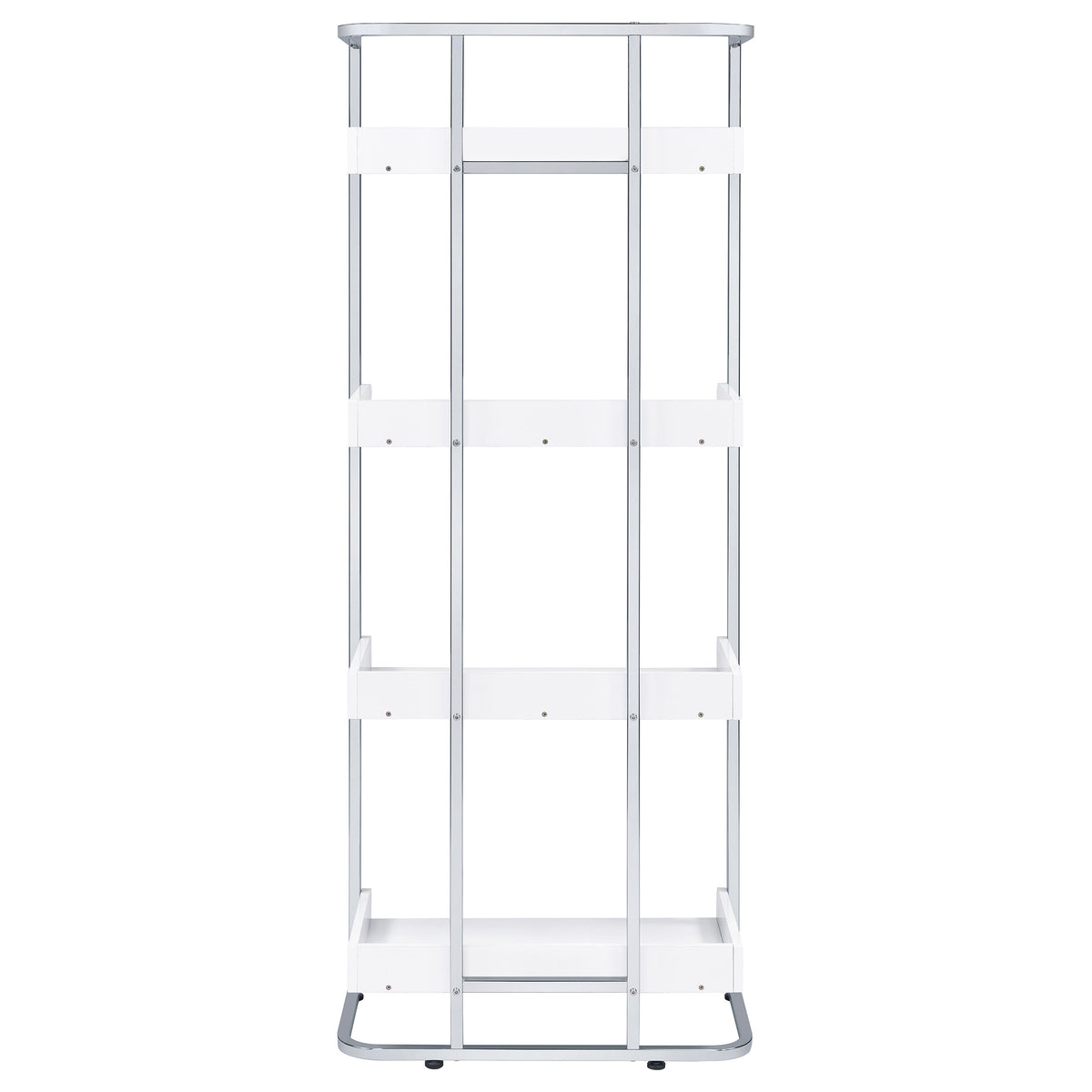 Ember 68-inch 4-shelf Bookshelf White High Gloss and Chrome