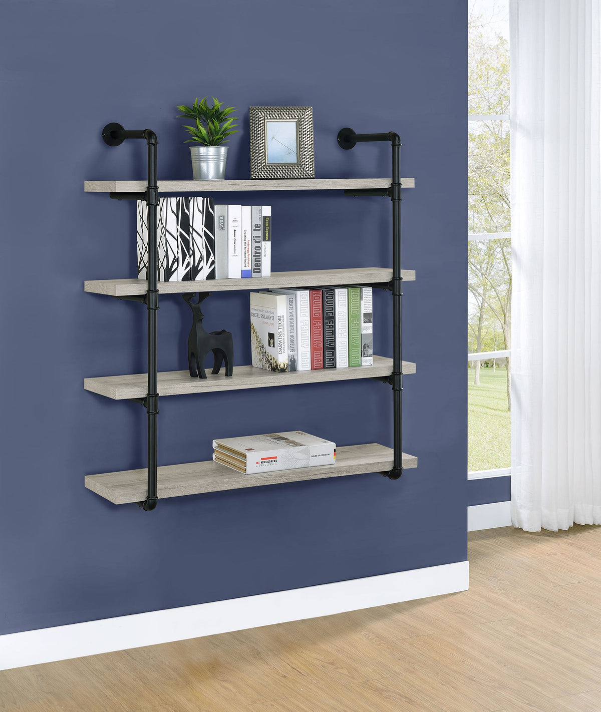 Elmcrest 24-inch 4-shelf Wall Bookshelf Grey Driftwood
