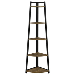 Jacksonville 63-inch 5-shelf Bookshelf Black and Aged Walnut