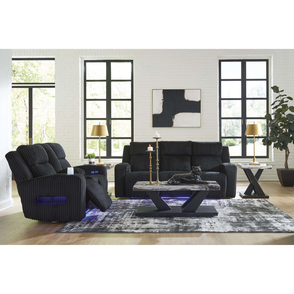 Swipe Furniture Exclusive Design Forest Lake Power Reclining Fabric Loveseat with Console PC6420218