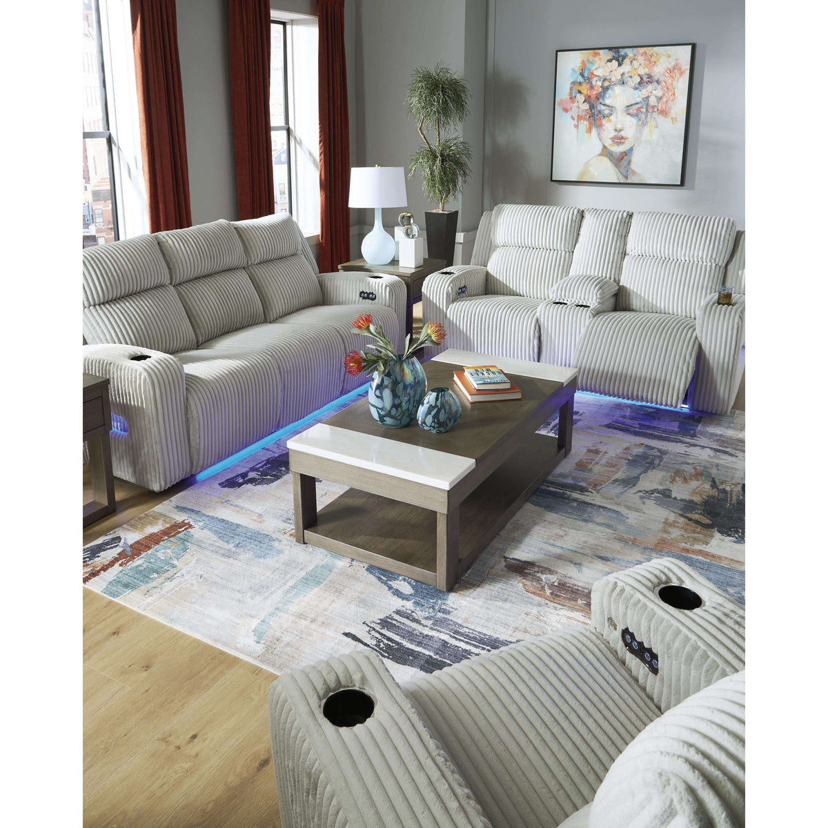 Swipe Furniture Exclusive Design Forest Lake Power Reclining Sofa PC6420315