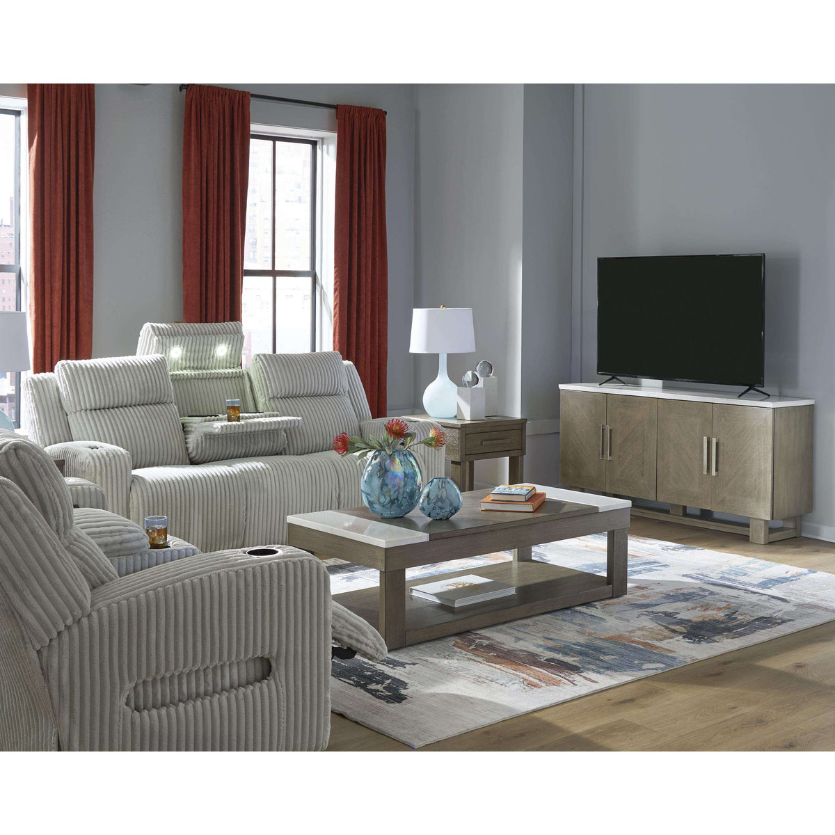 Swipe Furniture Exclusive Design Forest Lake Power Reclining Sofa PC6420315