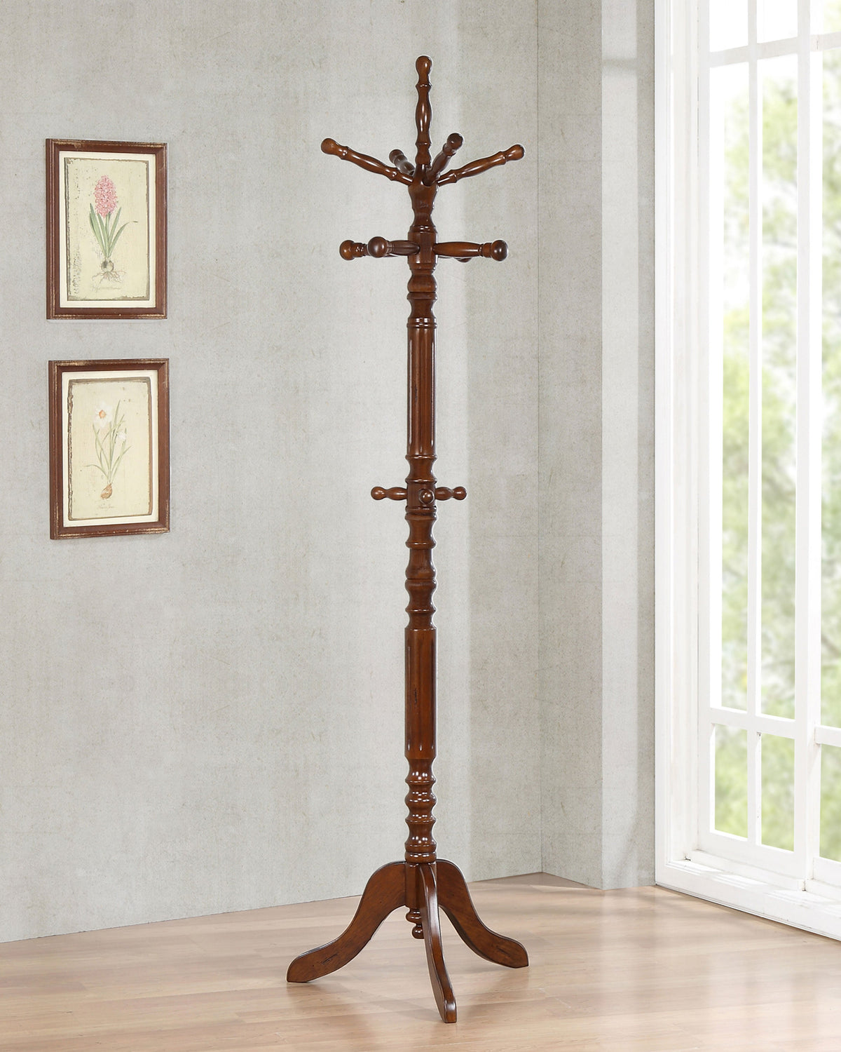 Achelle 11 Hook Freestanding Coat Rack Hanger Golden Brown