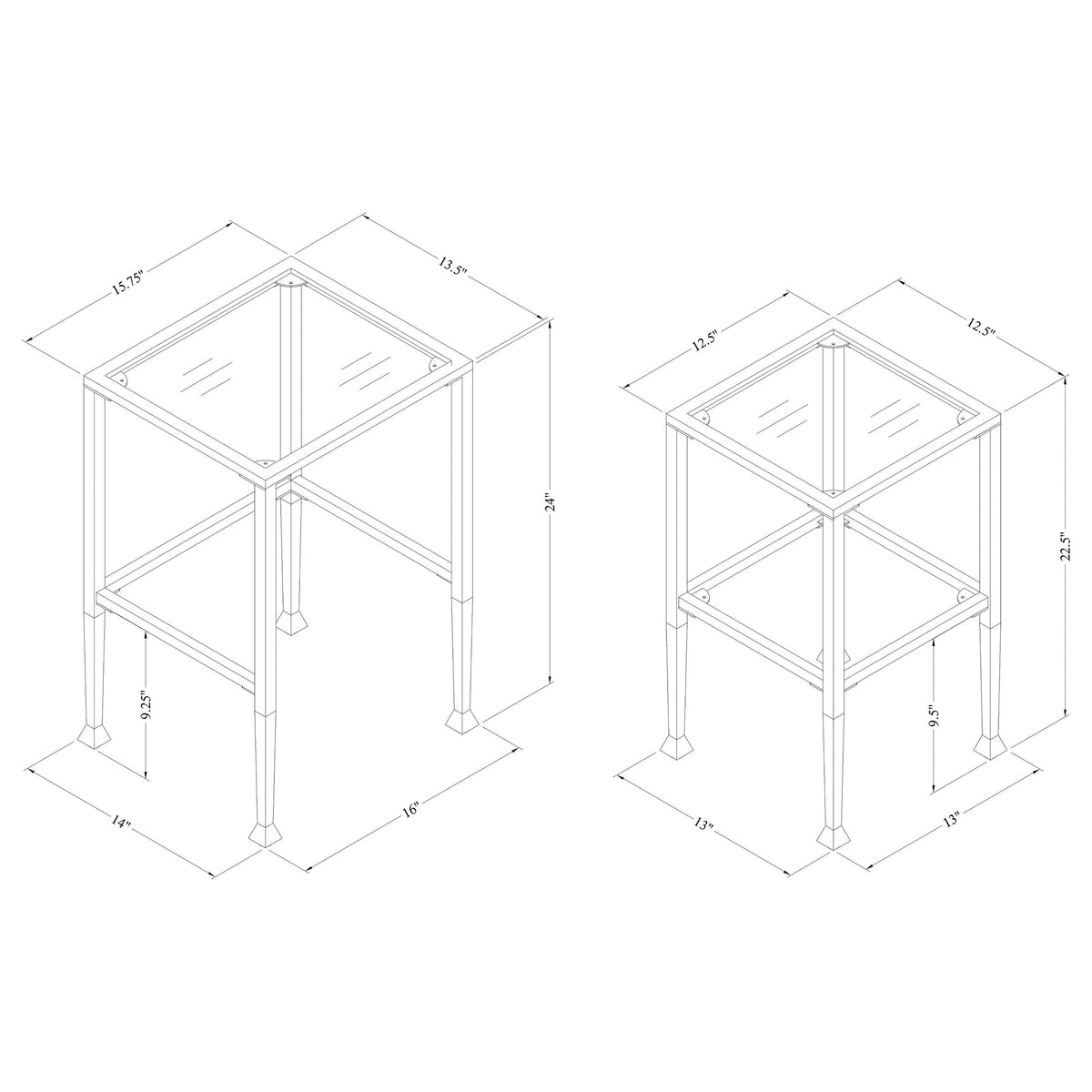 Leilani Glass Top Nesting Table Set Black