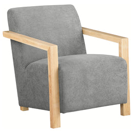 Diego Upholstered Accent Arm Chair with Wood Arms Honey
