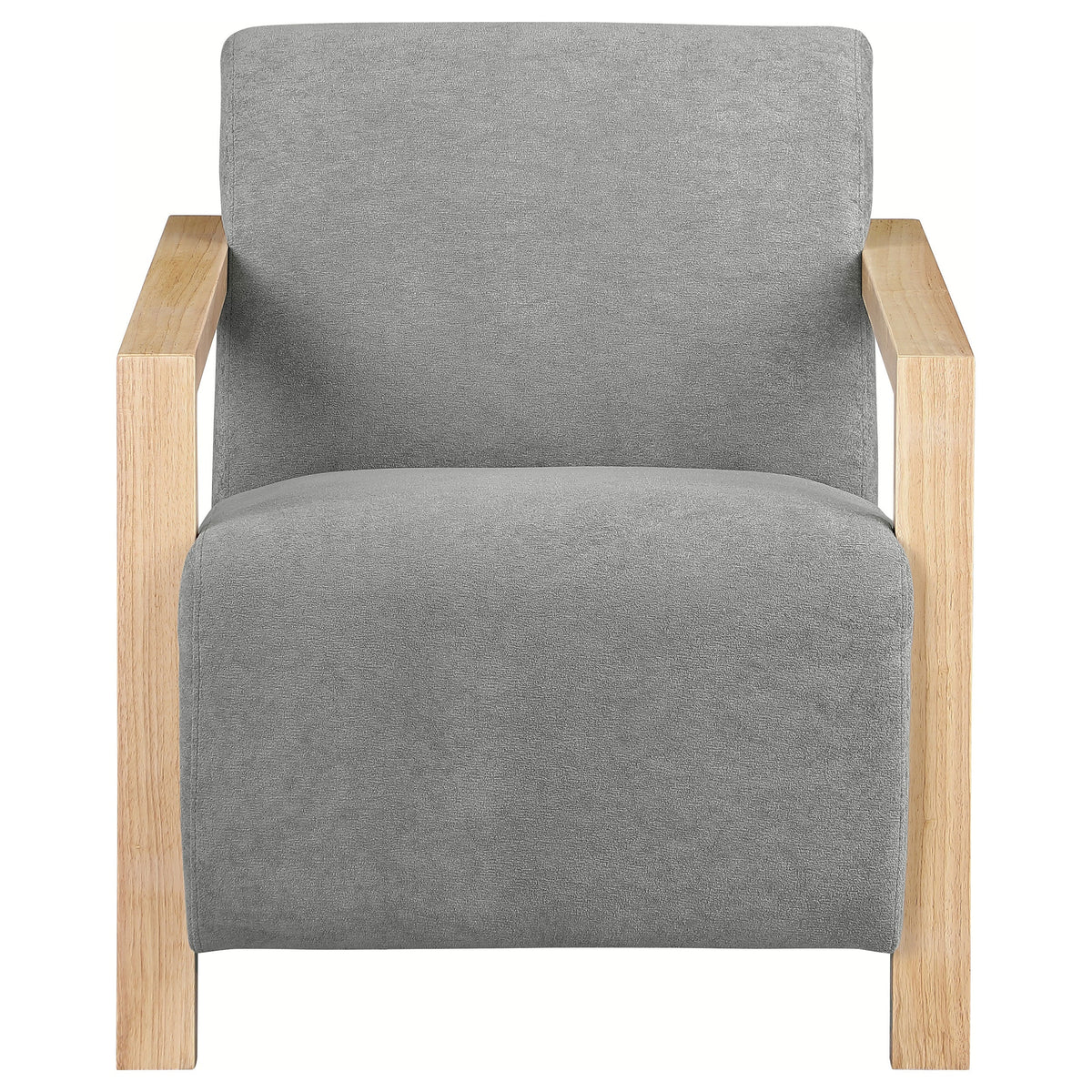 Diego Upholstered Accent Arm Chair with Wood Arms Honey