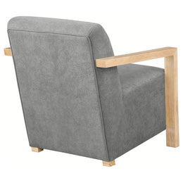 Diego Upholstered Accent Arm Chair with Wood Arms Honey