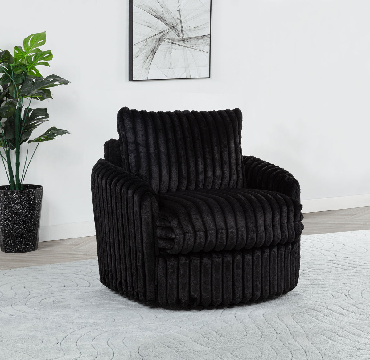 Sarco Corduroy Upholstered Swivel Accent Arm Chair Ivory