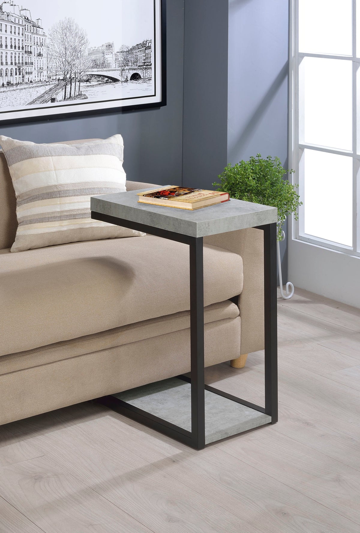 Beck Engineered Wood C-Shape Sofa Side Table Antique Nutmeg