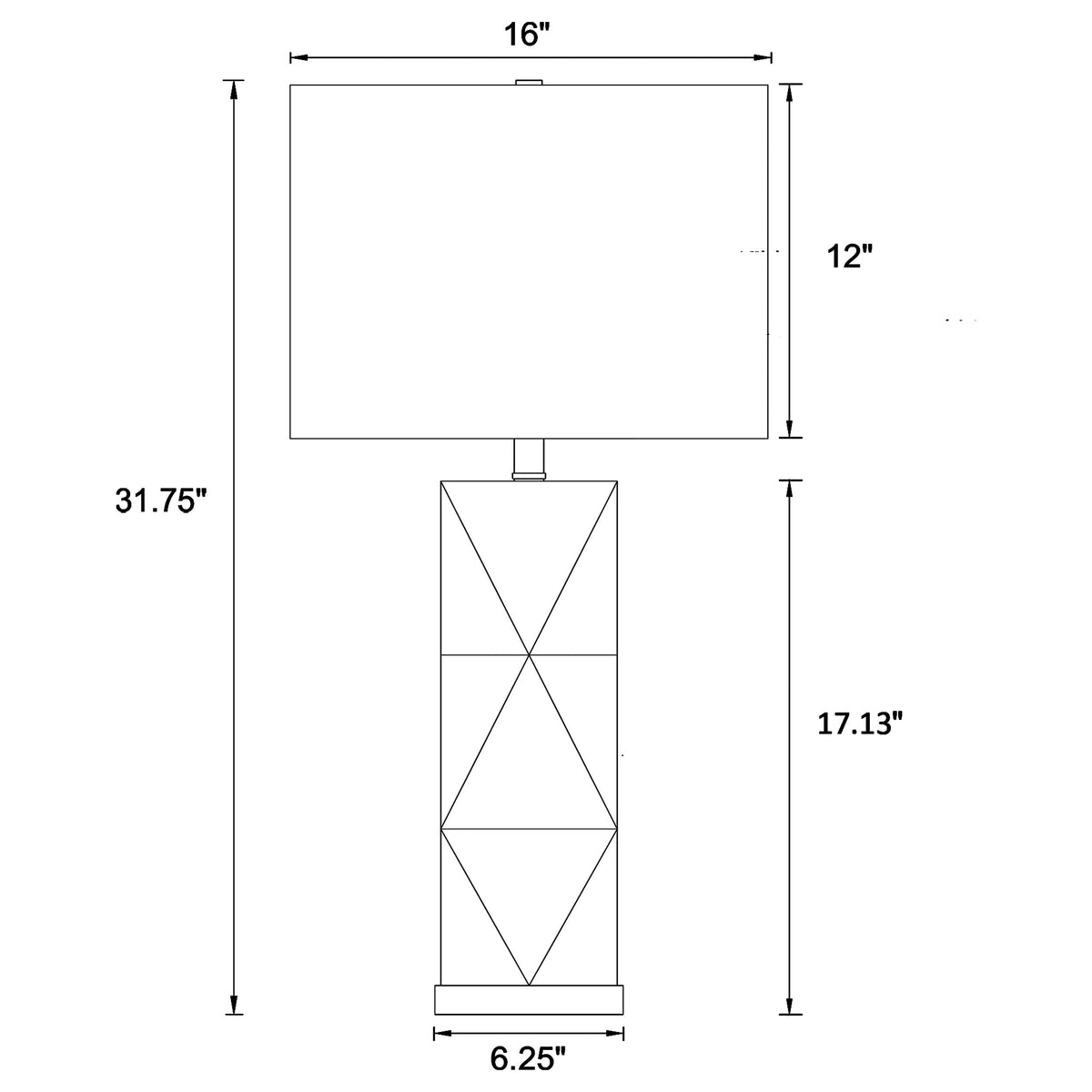 Camie 32-inch Rectangular Shade Geometric Table Lamp White