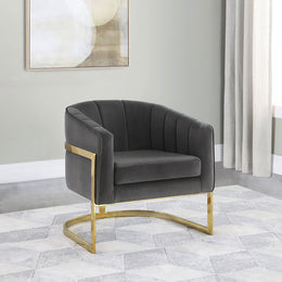 Alamor Upholstered Barrel Back Accent Chair Dark Grey