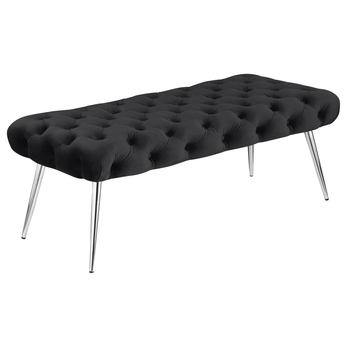 Ella Upholstered Tufted Bench Metal Legs Rust