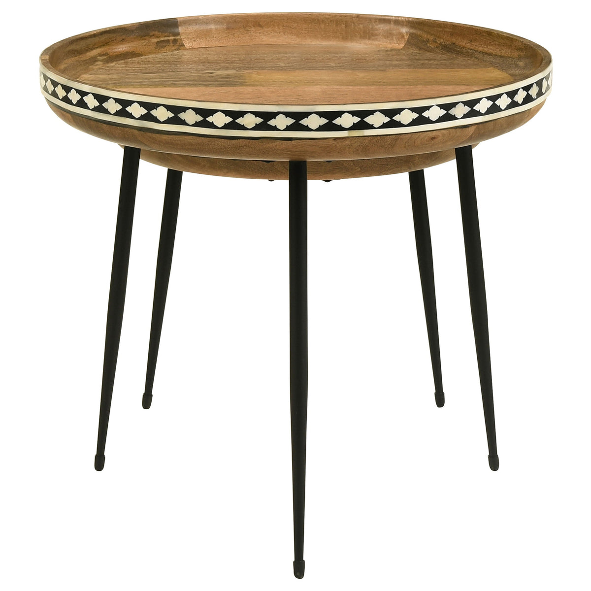 Ollie Solid Wood Bone Inlay Nesting Table Natural