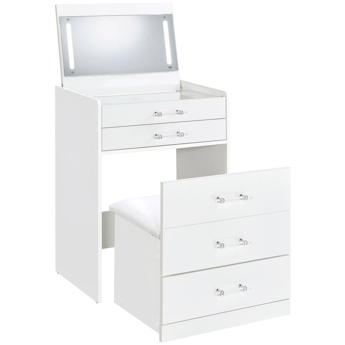 Danbury 3-drawer Makeup Vanity & Stool Set Black High Gloss