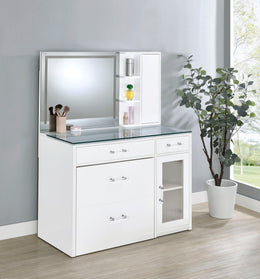 Flora 2-drawer Vanity Set with LED Mirror Black High Gloss