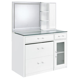 Flora 2-drawer Vanity Set with LED Mirror Black High Gloss