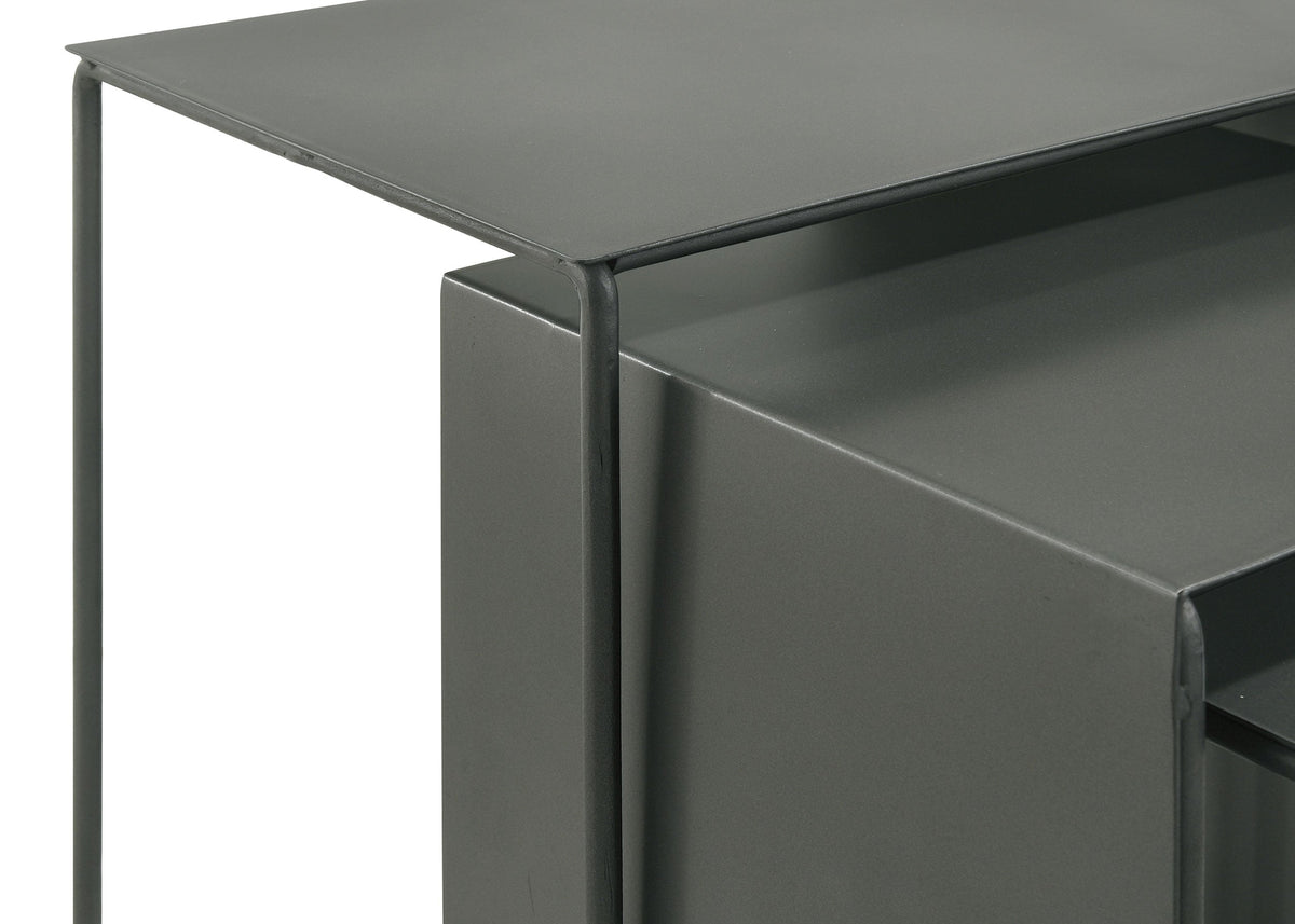 Imez Rectangular Metal Nesting Table Set Grey