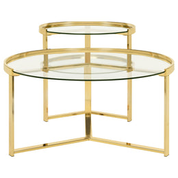 Delia Round Glass Top Nesting Coffee Table Chrome