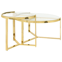 Delia Round Glass Top Nesting Coffee Table Chrome