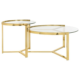 Delia Round Glass Top Nesting Coffee Table Chrome