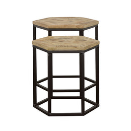 Adger Hexagonal Nesting Tables Natural and Black